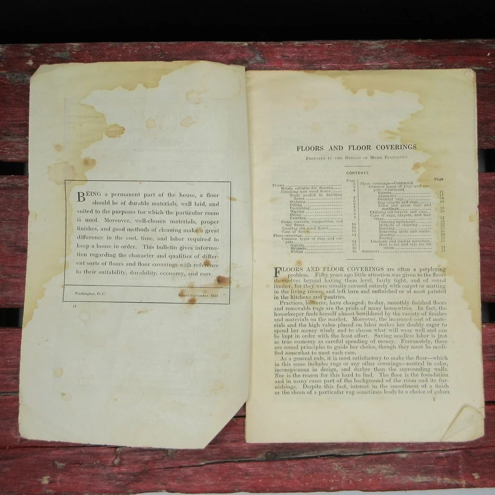 1921 USDA Farmers' Bulletin No. 1219 Floors & Floor Coverings Vintage Booklet